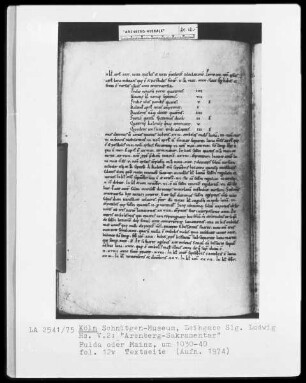 Arenberg-Sakramentar — Textseite, Folio 12verso