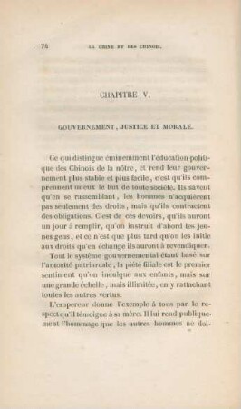 Chapitre V. Gouvernement, justice et morale