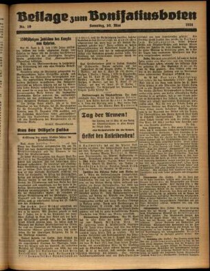 Zweite Ausgabe vom Sonntag, den 10. Mai 1931.
