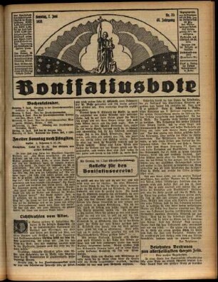 Erste Ausgabe vom Sonntag, den 07. Juni 1931.