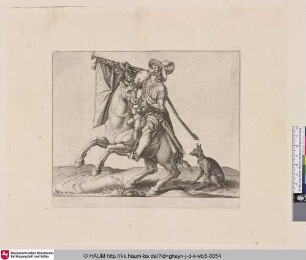 [Ein berittener Trompeter spielt seine Trompete; A Mounted Trumpeter Sounding his Trumpet]