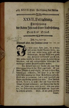XXVII. Betrachtung. Fortsetzung der Reden Jesu nach seiner Auferstehung.