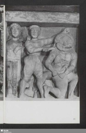 Perseus tötet die Gorgo Medusa. Archaische Metope des Tempels C von Selinunt. Heute Palermo, Nationalmuseum