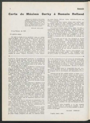 Carta de Máximo Gorky á Romain Rolland