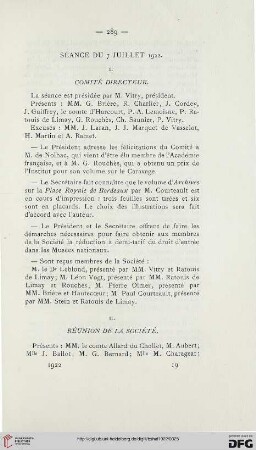 Séance du 7 juillet 1922