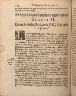 Sectio III. Utrùm Intellectio, seu Scientia DEI, sit de ipsum Essentia?