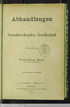 15.1875: Abhandlungen der Naturforschenden Gesellschaft zu Görlitz