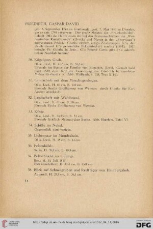 Friedrich, Caspar David (Nr. 50-73)