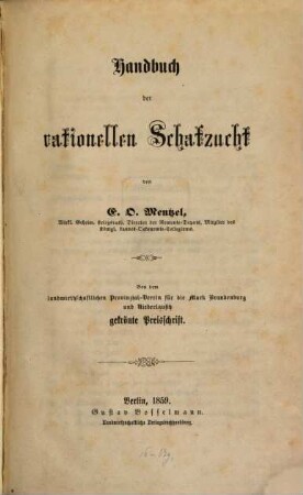 Handbuch der rationellen Schafzucht