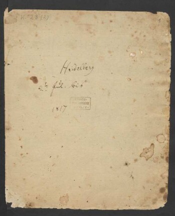 Reisetagebuch : Reise nach Heidelberg 1817
