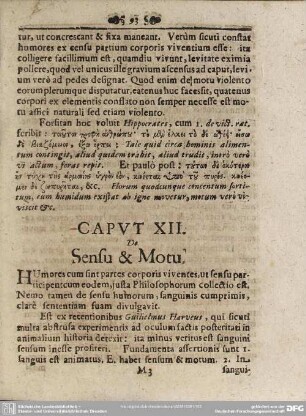 Caput XII. De Sensu & Motu