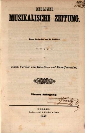 Berliner musikalische Zeitung. 4, 4. 1847