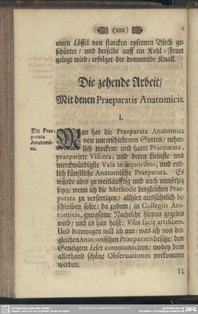Die zehende Arbeit, Mit denen Praeparatis Anatomicis