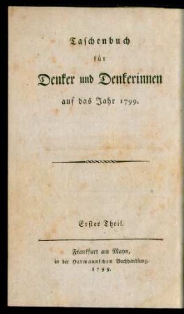 Th. 1: Ketzereyen aus allen Fächern des menschlichen Wissens alphabetisch geordnet und jedem Wahrheitsfreunde gewidmet