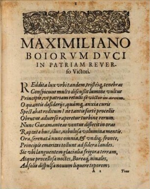 Maximiliano Boiorum Duci Bohemiae Victori. Iuventus Poetica Monacensis