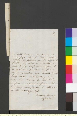 Brief von Robinson, Mr. an Goethe, Johann Wolfgang von