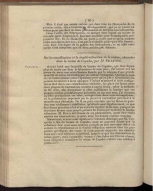 Sur la cristallisation et la double réfraction de la résine, observées dans la résine de Copahu
