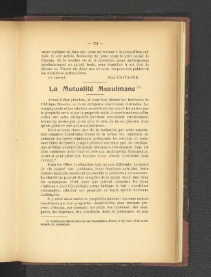 La Mutualité Musulmane.