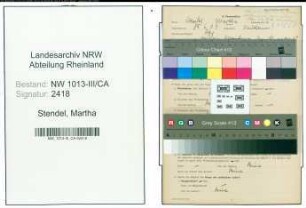 Entnazifizierung Martha Stendel , geb. 14.06.1909 (Verkaeuferin)