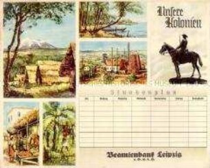 Stundenplan mit Motiven zur Kolonialgeschichte Deutschlands