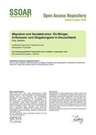 Migration und Sozialstruktur: EU-Bürger, Drittstaater und Eingebürgerte in Deutschland