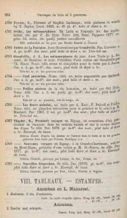 VIII. Tableaux. - Estampes