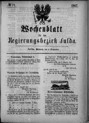 Nr. 71, Ausgabe vom 4. September 1867