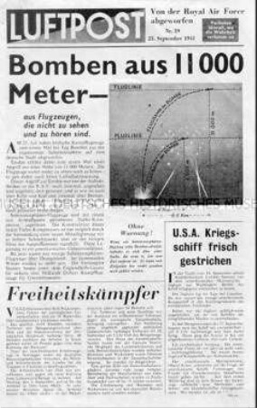 Britisches Nachrichtenblatt "Luftpost" u.a. zur Leistungsfähigkeit der britischen Luftwaffe