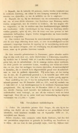 VIII. Verschillende mededeelingen