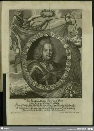 Der Durchleuchtigste Fürst und Herr, Herr Johann Georg der Dritte, Hertzog zu Sachsen, Jülich, Cleve und Berg, auch Engern und Westphalen, Des Heiligen Römischen Reichs Ertzmarschall und Churfürst, Landgraf in Thüringen, Marggraf zu Meißen, auch Ober- und Nieder-Lausitz, Burggraf zu Magdeburg, Gefürsteter Graf zu Henneberg, Graf zu der Marck Ravenberg und Barby, Herr zu Ravenstein