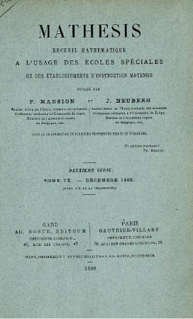 DEUXIÈME SÈRIE. TOME IX. - DÉCEMBRE 1899.
