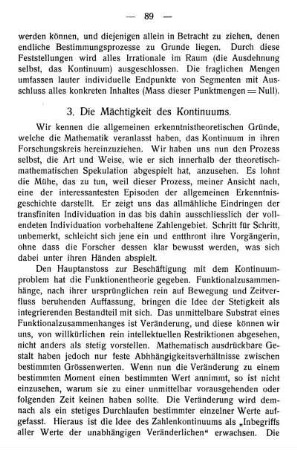 3. Die Mächtigkeit des Kontinuums.