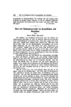 Über den Anfangsunterricht im Französischen und Englischen