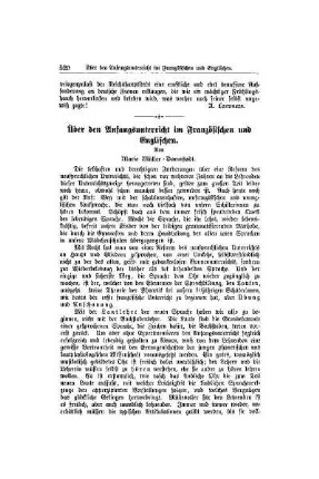 Über den Anfangsunterricht im Französischen und Englischen