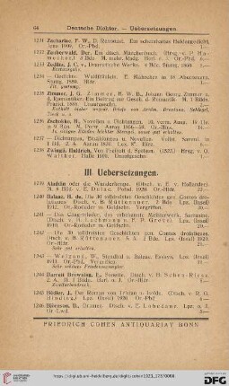 III. Uebersetzungen (Nr. 1239 - 1342)