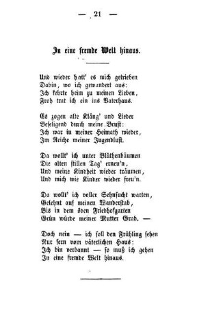 In eine fremde Welt hinaus