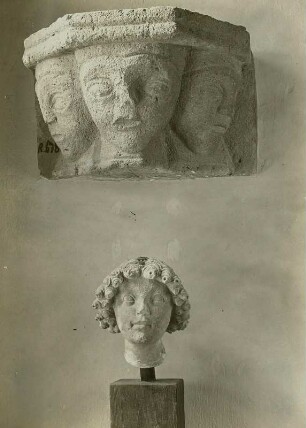 Maskenkapitell : Ansicht mit Engelskopf vom Matthias-Corvinus-Denkmal