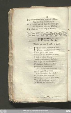 Epitre Ecrite au nom de Mr. le Duc.
