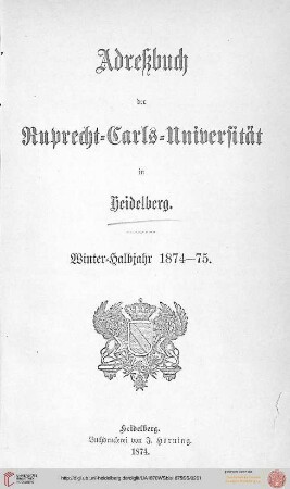 Wintersemester 1874/1875