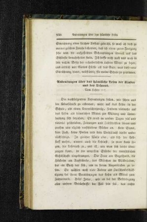 Andeutungen über das häusliche Lesen der Kinder und des Lehrers