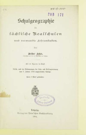 Schulgeographie für sächsische Realschulen und verwandte Lehranstalten