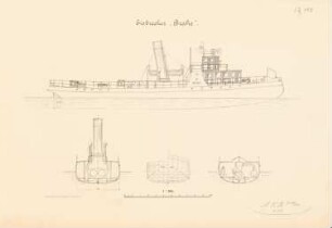 Eisbrecher »Brahe«: Ansicht, Schnitte 1:100
