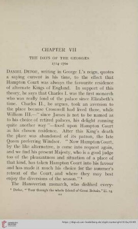 Chapter VII: The Days of The Georges