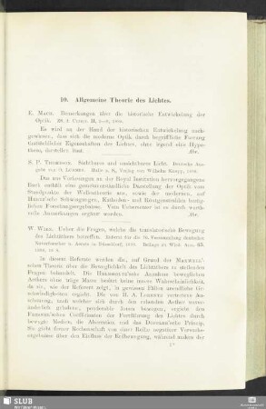 10. Allgemeine Theorie des Lichtes