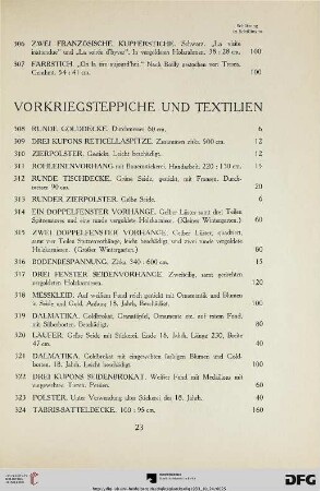 Vorkriegsteppiche und Textilien (Nr. 308-335)