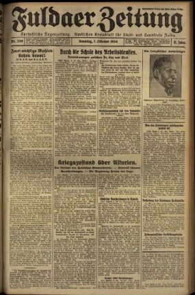 Erste Ausgabe vom Sonntag, den 07. Oktober 1934.