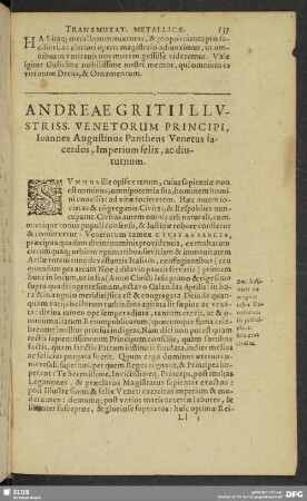 Andreae Griti Illustriss. Venetorum Principi, Ioannes Augustinus Pantheus Venetus sacerdos, Imperium felix, ac diuturnum