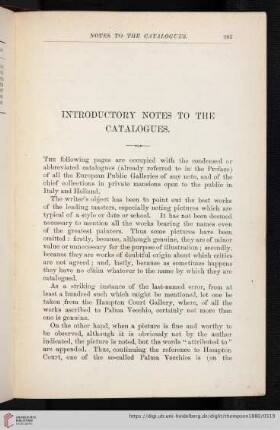 Introductory notes to the catalogues