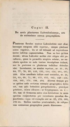 Caput II. De areis plantarum Labradoricarum, seu de extensione earum geographica.
