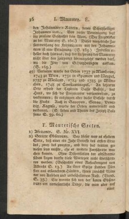 F. Maurerische Secten.